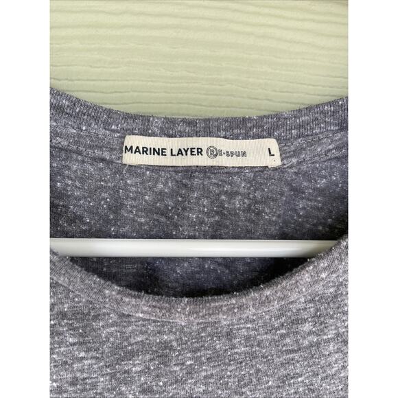 Marine Layer Re Spun Gray Slub Knit Tropical Palm Pocket Tee Tshirt Womens Large - Picture 4 of 6